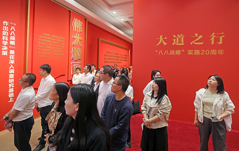 大道之行——“八八戰(zhàn)略”實(shí)施20周年大型主題展覽開展以來，觀眾絡(luò)繹不絕,。