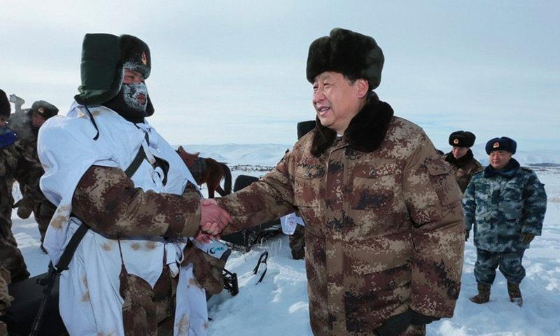 2014年1月26日,，習(xí)近平總書記春節(jié)前夕冒嚴寒踏冰雪慰問邊防官兵,。